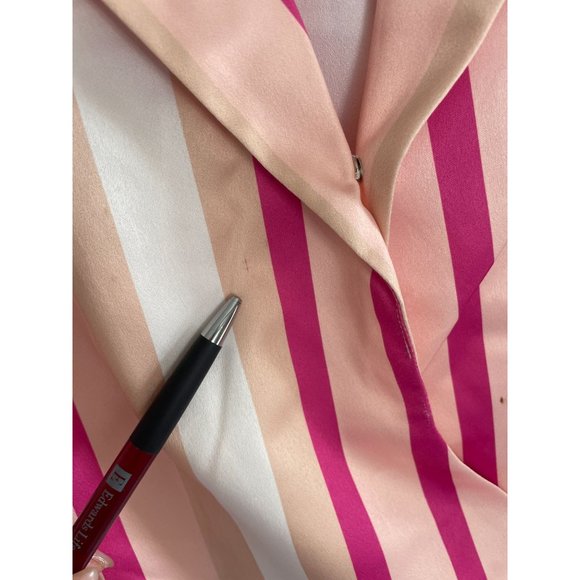 NOTES DU NORD Liv Striped Blouse 40 Wrap Collar Pink/White - Picture 9 of 14